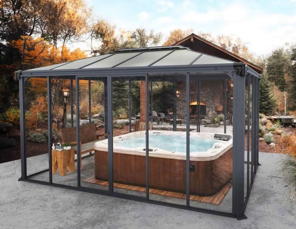 Ledro 10 ft. x. 14 ft. Enclosed Gazebo Kit - Grey Structure & Hybrid Panels - Rathwood Store