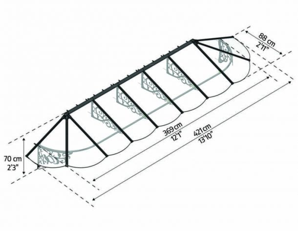 Lily 3 ft. x 14 ft. Door Awning Kit - Black Structure & Clear Panels - Rathwood Store