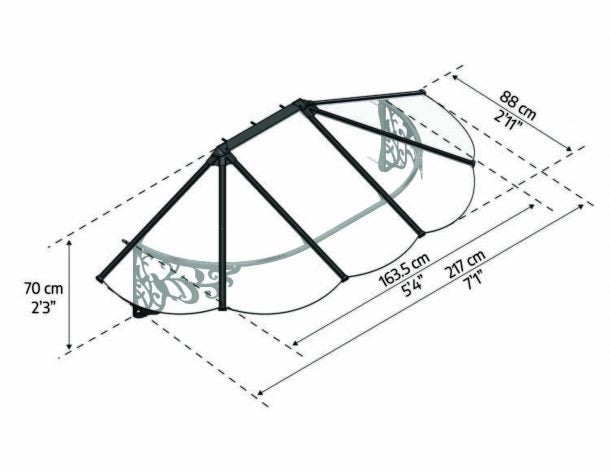 Lily 3 ft. x 7 ft. Door Awning Kit - Black Structure & Clear Panels - Rathwood Store