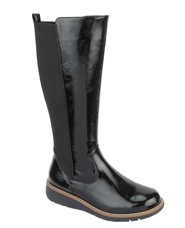 Lisa Knee High Crinkle Boot - BLACK - Rathwood Store