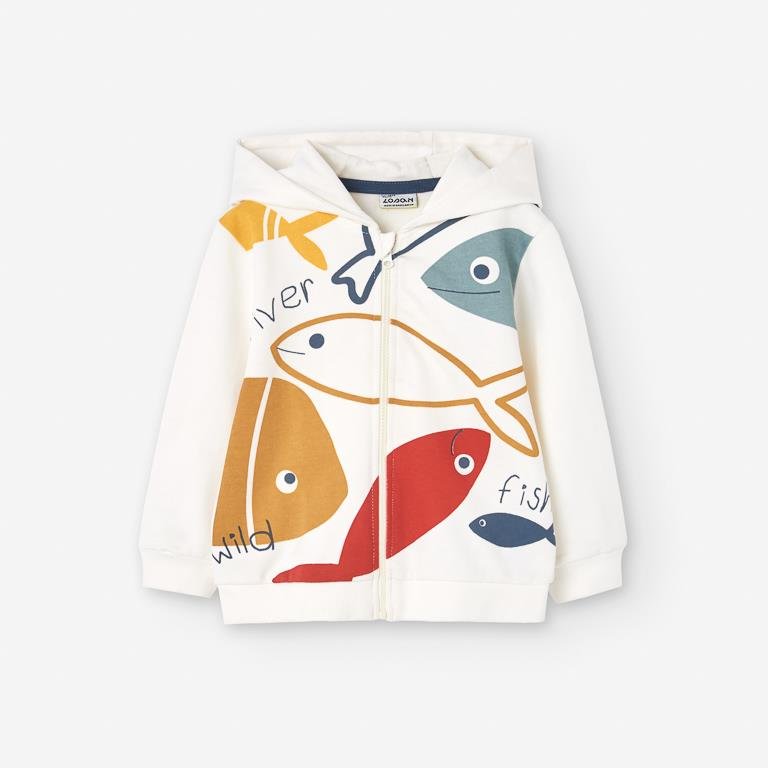 Losan Hoodie SS25 - Beige 'Fish' - Rathwood Store