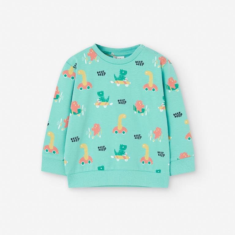 Losan Sweater SS25 - Turquoise 'Dino Beep Beep' - Rathwood Store
