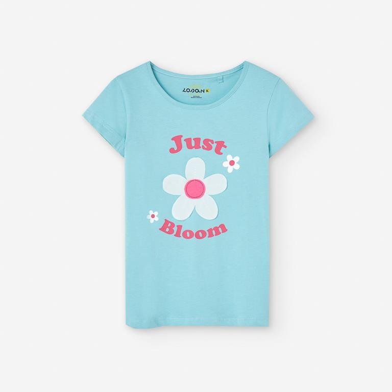 Losan T-Shirt SS25 - Turquoise 'Just Bloom' - Rathwood Store