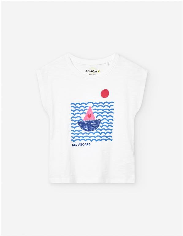 Losan T-Shirt SS25 - White 'All Aboard' - Rathwood Store