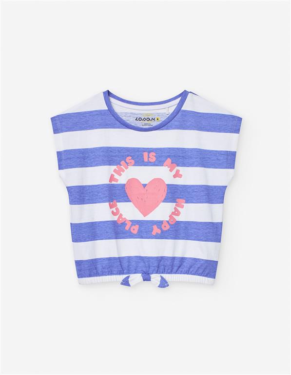 Losan T-Shirt SS25 - White & Blue Stripes - Rathwood Store