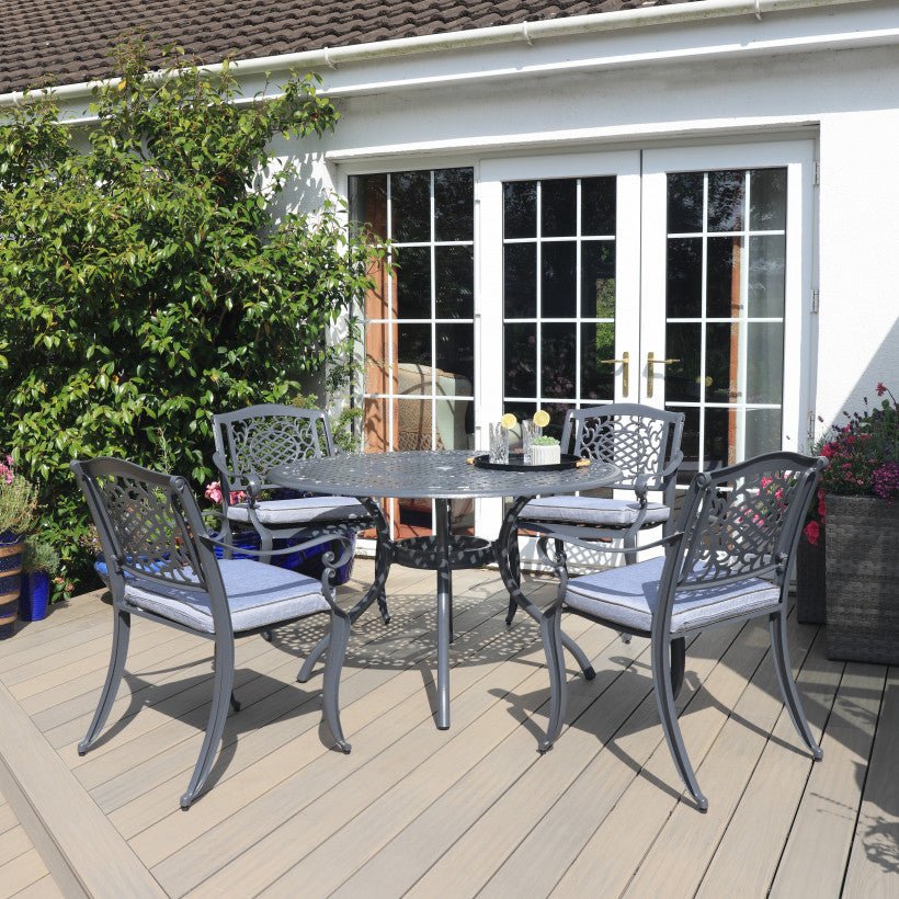 Lyon - 4 Seat Set with Round Table (Grey) - Rathwood Store