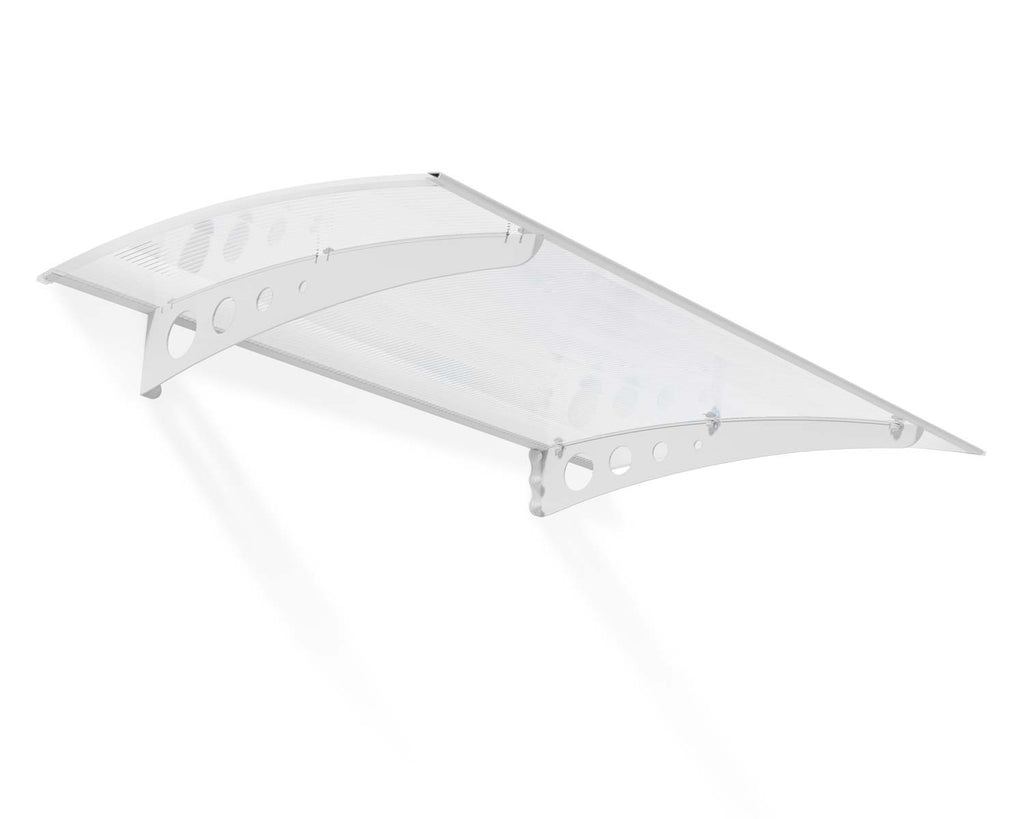 Lyra 2 ft. x 4.5 ft. Door Awning Kit - White Structure & Twin Wall Panels - Rathwood Store