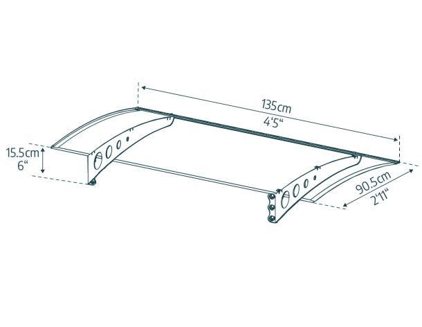 Lyra 2 ft. x 4.5 ft. Door Awning Kit - White Structure & Twin Wall Panels - Rathwood Store