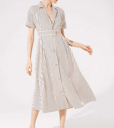 Marinetta Dress SS25 - Beige/Black Stripe - Rathwood Store