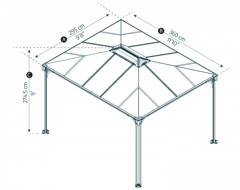 Martinique 10 ft. x 12 ft. Gazebo Kit - Grey Structure - Rathwood Store