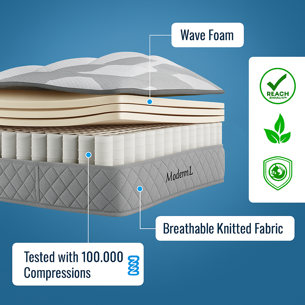 Orthopedic cold foam mattress 120x200 cm 7-zone pocket spring core H3 medium firm OEKO-TEX certified 20 cm height 4 handles vacuum packed