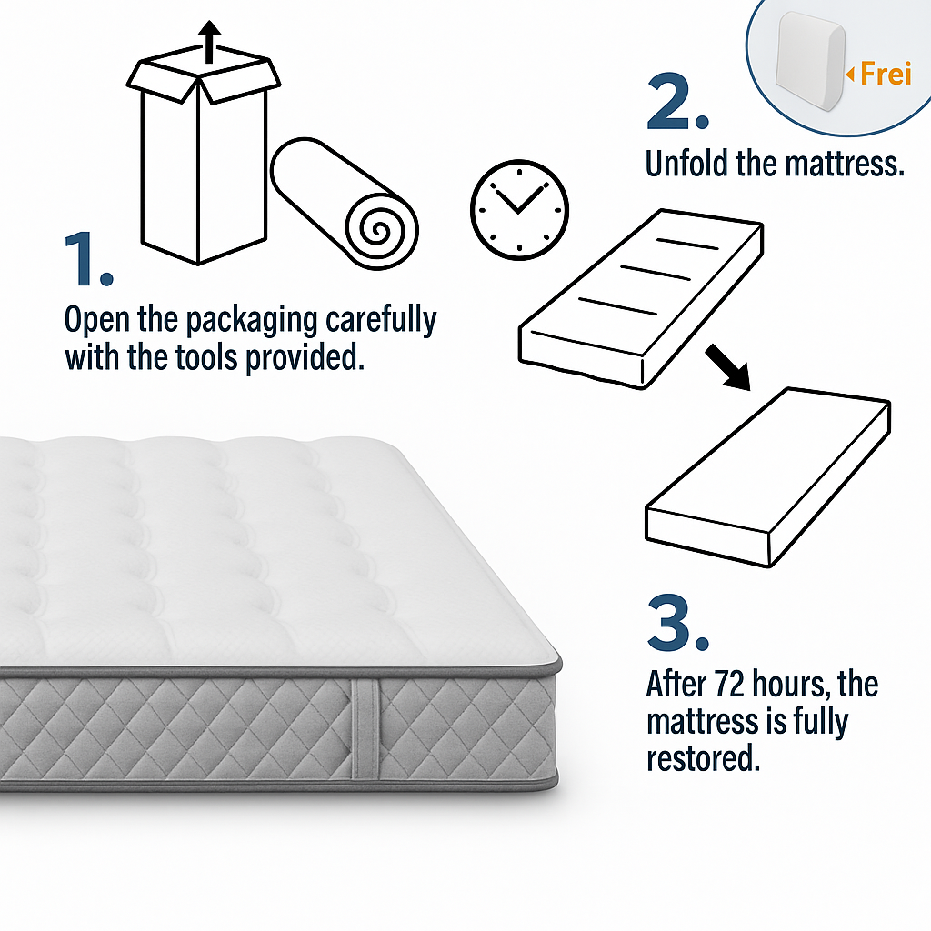 Orthopedic cold foam mattress 120x200 cm 7-zone pocket spring core H3 medium firm OEKO-TEX certified 20 cm height 4 handles vacuum packed