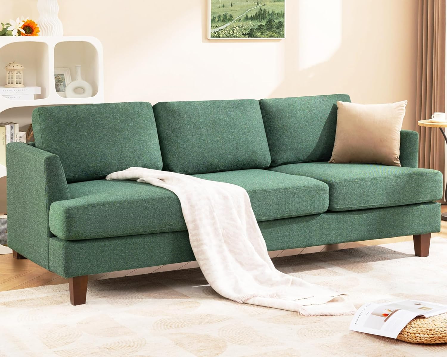 Mid Century Modern Design 3 - Seater Sofa Couch - Green - Rathwood Store