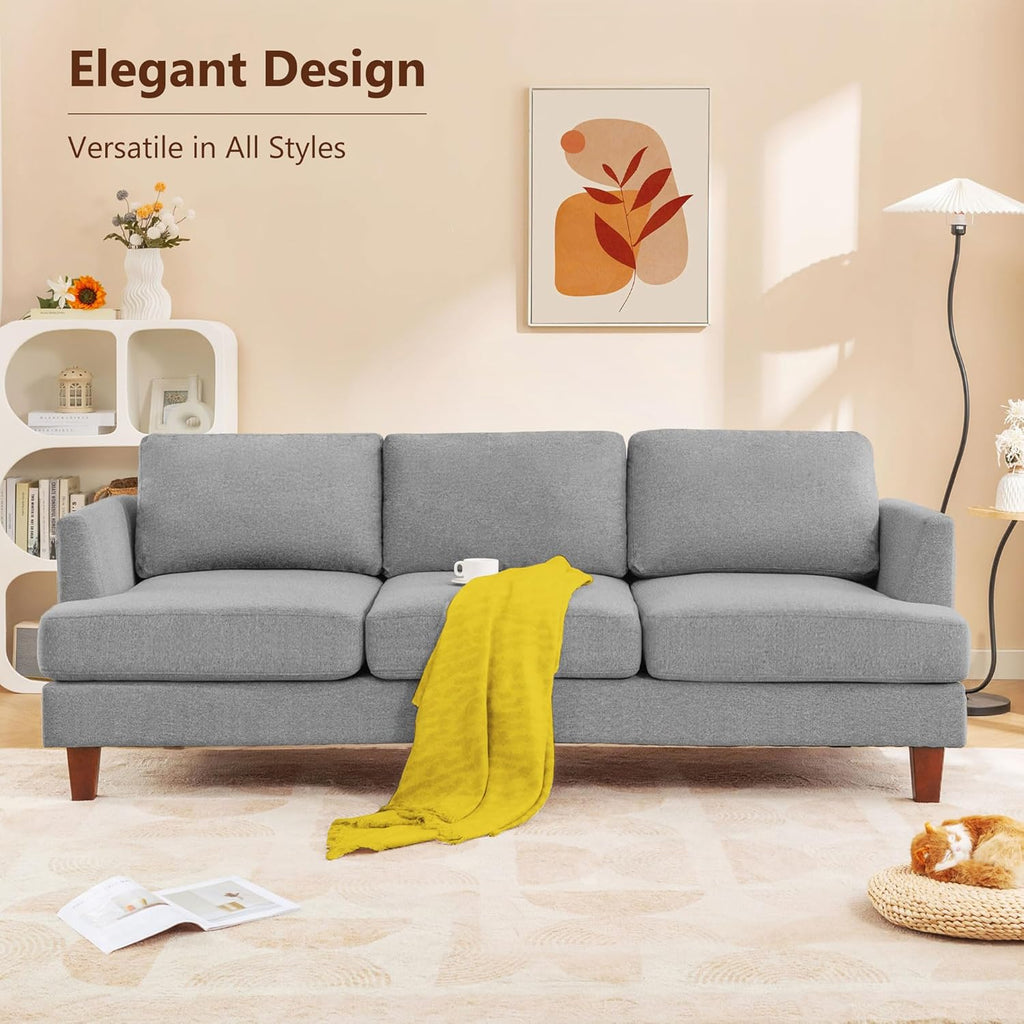 Mid Century Modern Design 3 - Seater Sofa Couch - Grey - Rathwood Store