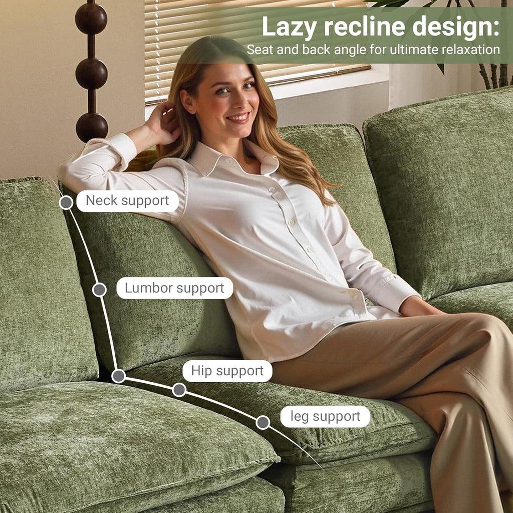Modular U - Shaped Sofa with Ottoman - Olive Green - Rathwood Store