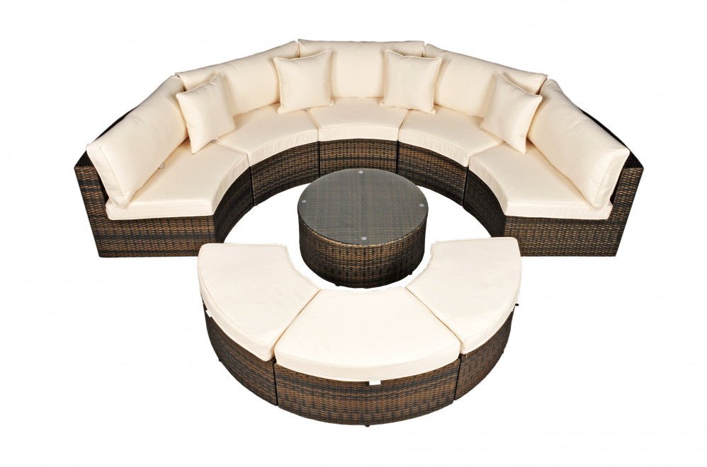Morocco - Curved Sofa Set with 80cm Round Coffee Table (Dark Brown) - Rathwood Store