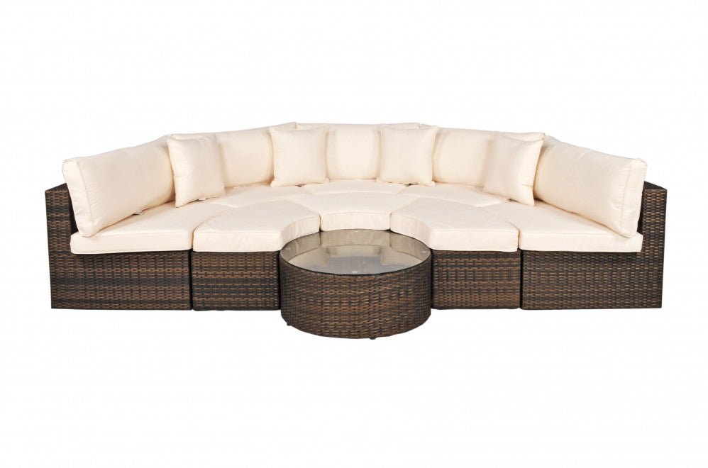 Morocco - Curved Sofa Set with 80cm Round Coffee Table (Dark Brown) - Rathwood Store