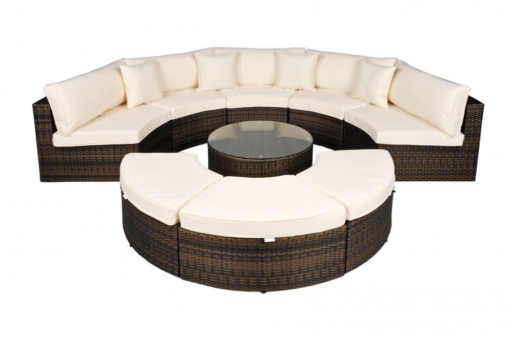 Morocco - Curved Sofa Set with 80cm Round Coffee Table (Dark Brown) - Rathwood Store