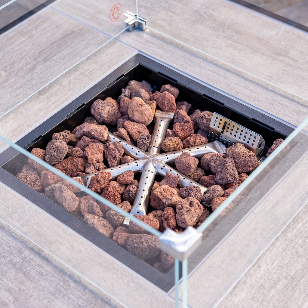 Muztag - Oslo Gas Firepit Table, 81x79x60cm (Black) - Rathwood Store