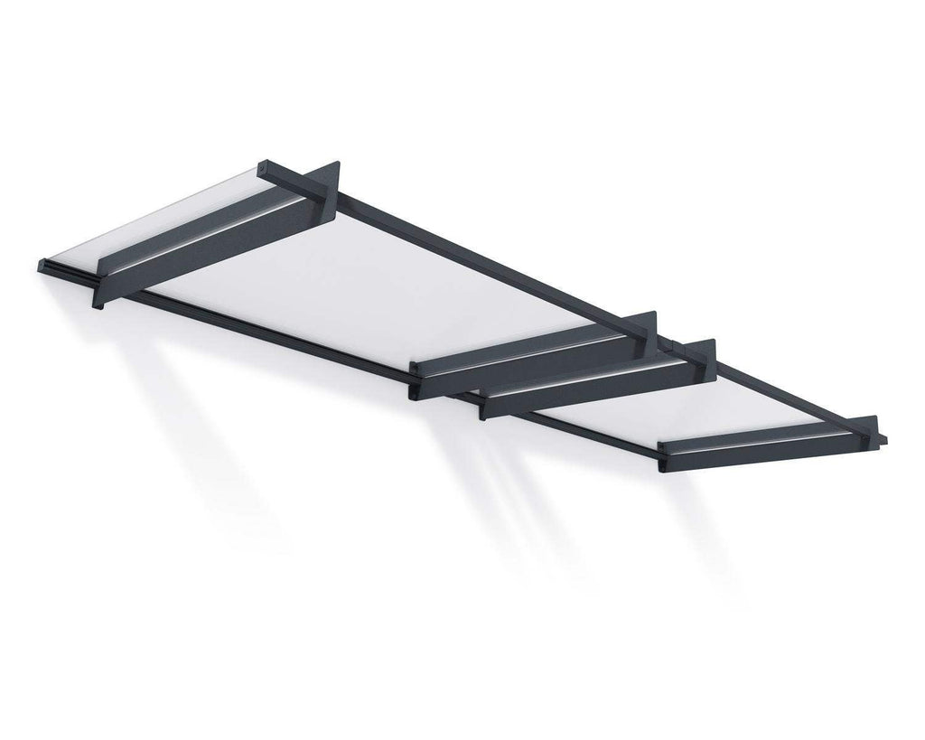 Nancy 3 ft. x 10 ft. Door Awning Kit - Grey Structure & Clear Panels - Rathwood Store