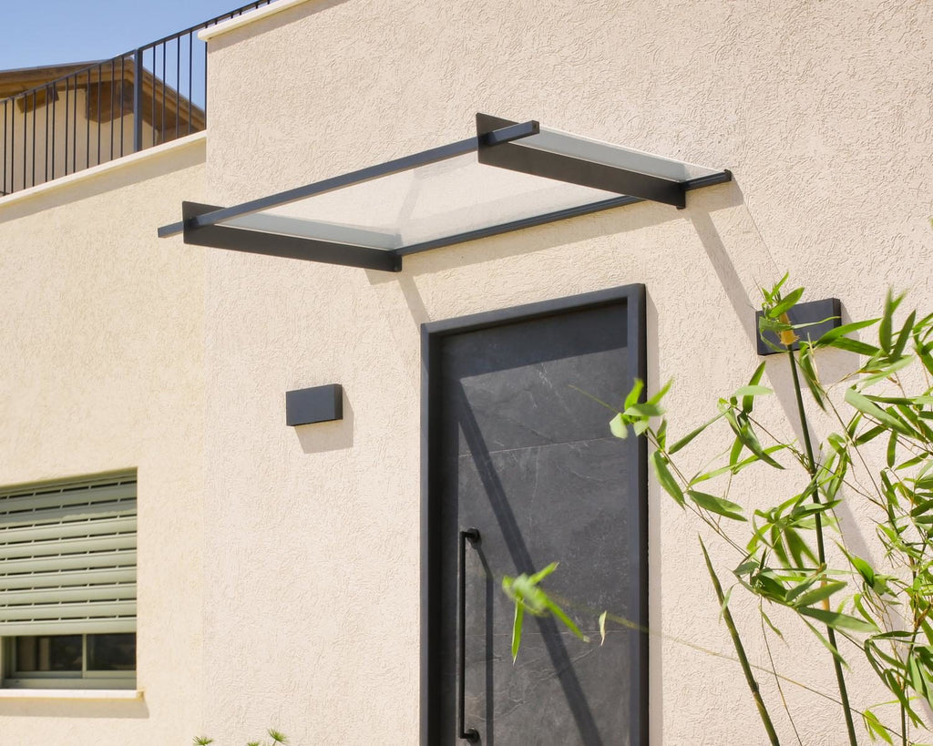 Nancy 3 ft. x 5 ft. Door Awning Kit - Grey Structure & Clear Panels - Rathwood Store