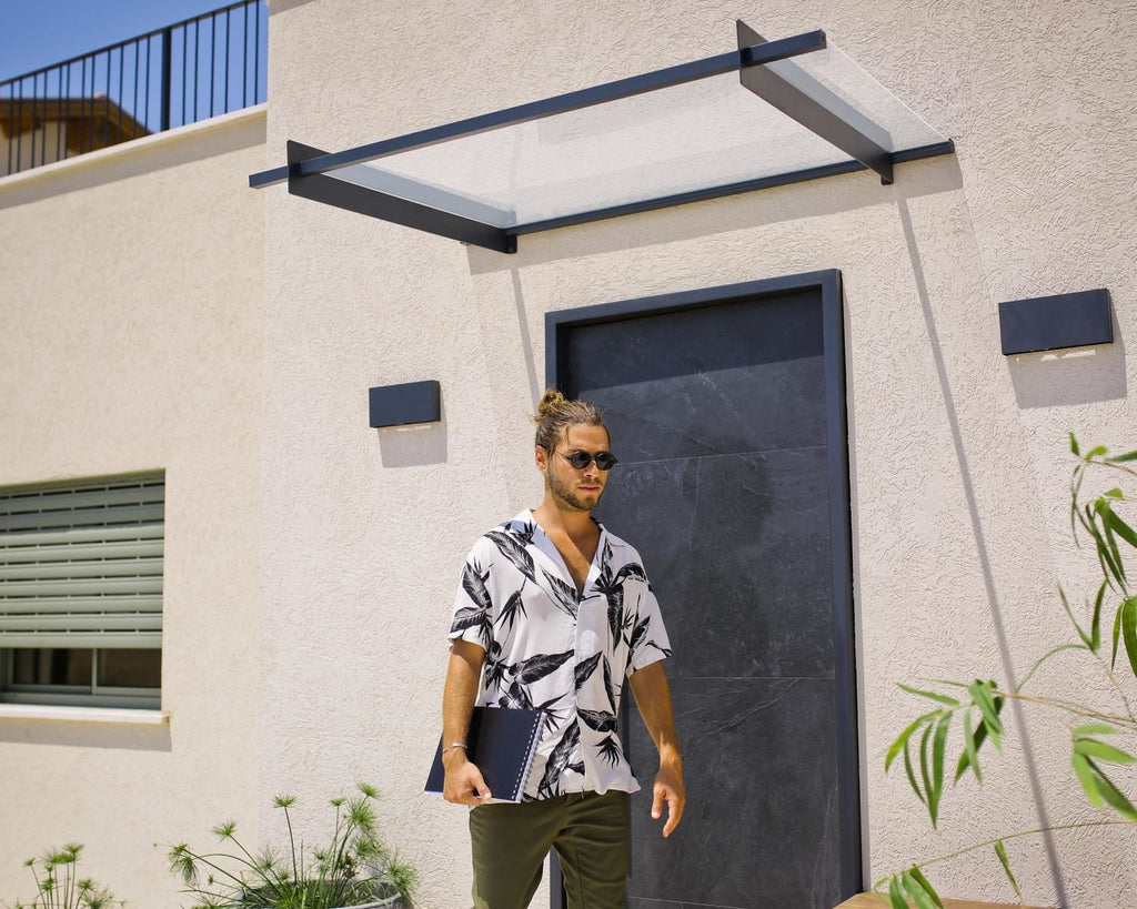 Nancy 3 ft. x 5 ft. Door Awning Kit - Grey Structure & Clear Panels - Rathwood Store