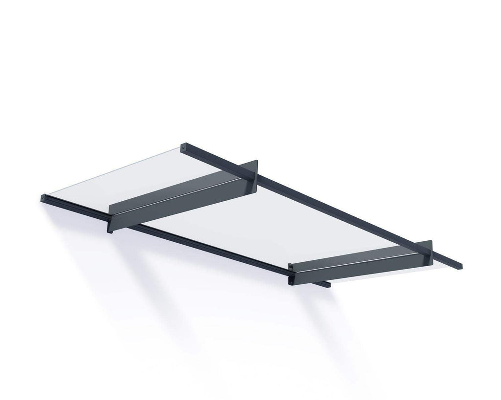 Nancy 3 ft. x 7 ft. Door Awning Kit - Grey Structure & Clear Panels - Rathwood Store