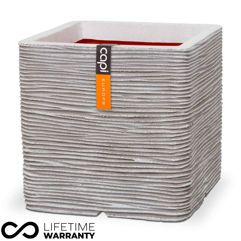 Nature Square Rib Planter NL (Ivory) - 30cm - Rathwood Store