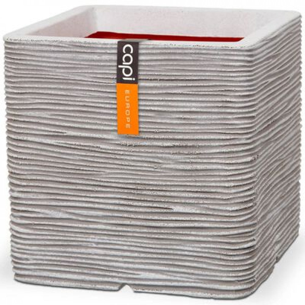 Nature Square Rib Planter NL (Ivory) - 30cm - Rathwood Store