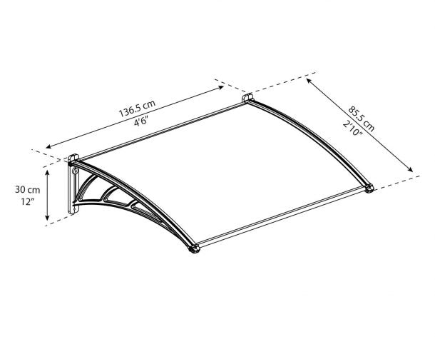 Neo 3 ft. x 4.5 ft. Door Awning Kit - Grey Structure & Twin Wall Panels - Rathwood Store