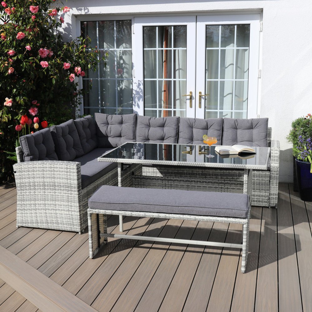 Dining Set Grey Rattan Garden Furniture Wowcher Dark Grey Or Light