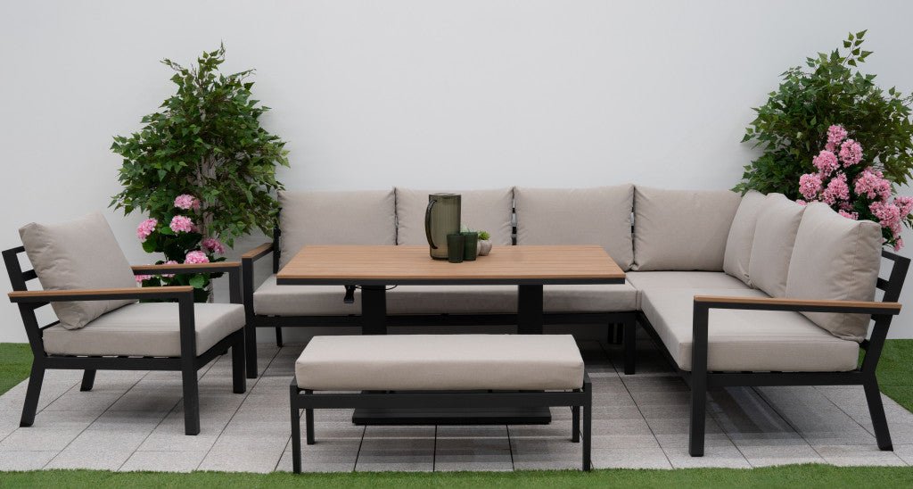 Nova - Heidi Right Hand Corner Sofa Lounge Dining Set with Rectangular Rising Table - Rathwood Store