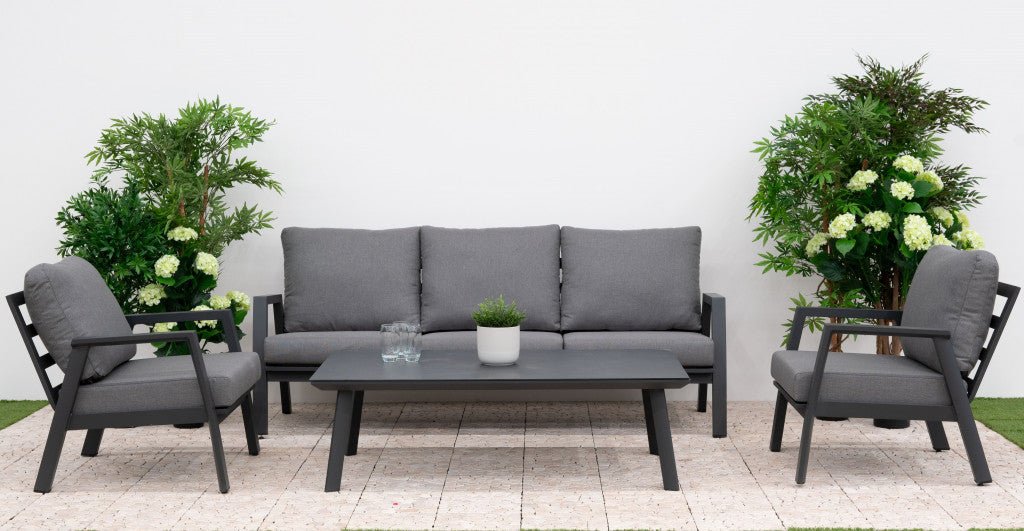 Nova - Phoenix 3 Seater Sofa Lounging Set with Rectangular Coffee Table - Grey - Rathwood Store