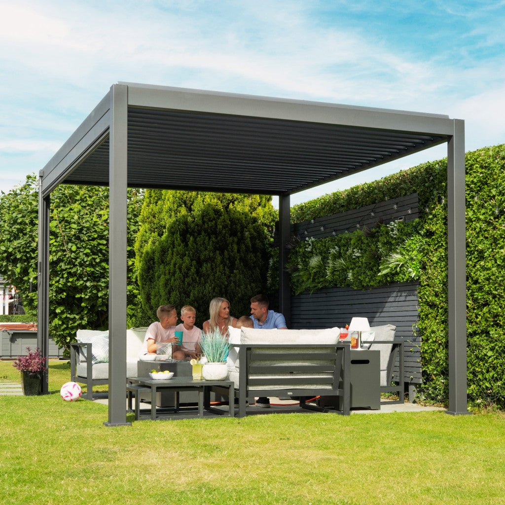 Nova - Titan Aluminium Pergola - 4m x 3m Rectangular - Grey - Rathwood Store