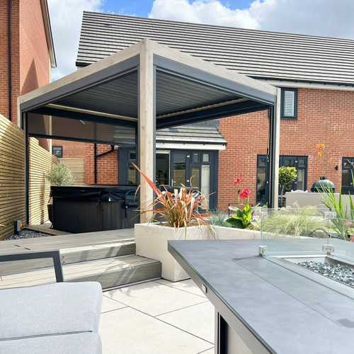 Nova - Titan Aluminium Pergola - 4m x 3m Rectangular - Wood Look - Rathwood Store