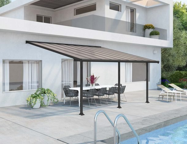 Olympia 10 ft. x 18 ft. Patio Cover Kit - Grey, Clear Twin wall - Rathwood Store