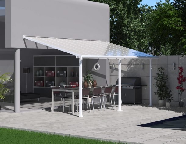 Olympia 10 ft. x 18 ft. Patio Cover Kit - Grey, Clear Twin wall - Rathwood Store