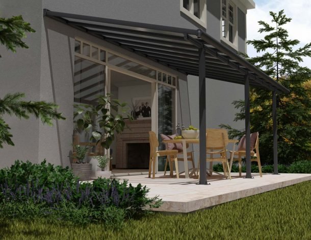 Olympia 10 ft. x 20 ft. Patio Cover Kit - Grey, Clear Multi wall - Rathwood Store