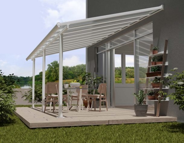 Olympia 10 ft. x 20 ft. Patio Cover Kit - Grey, Clear Multi wall - Rathwood Store