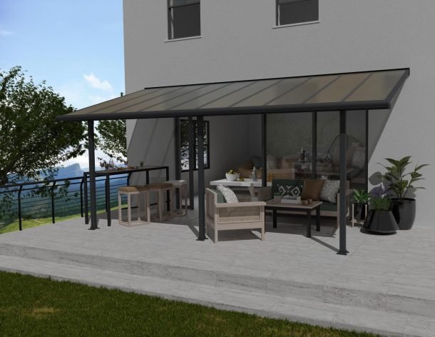 Olympia 10 ft. x 20 ft. Patio Cover Kit - Grey, Clear Multi wall - Rathwood Store