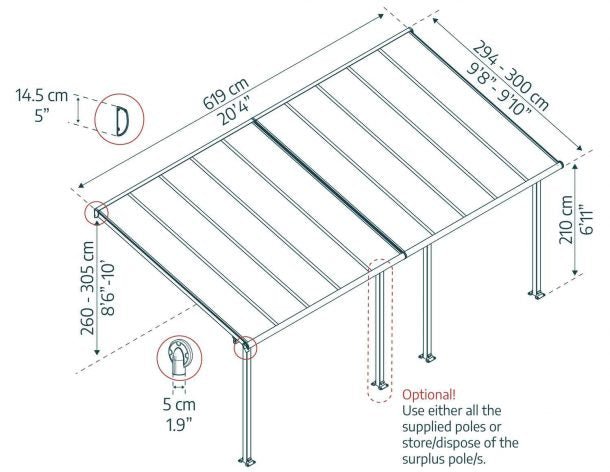 Olympia 10 ft. x 20 ft. Patio Cover Kit - White, Clear Multi wall - Rathwood Store