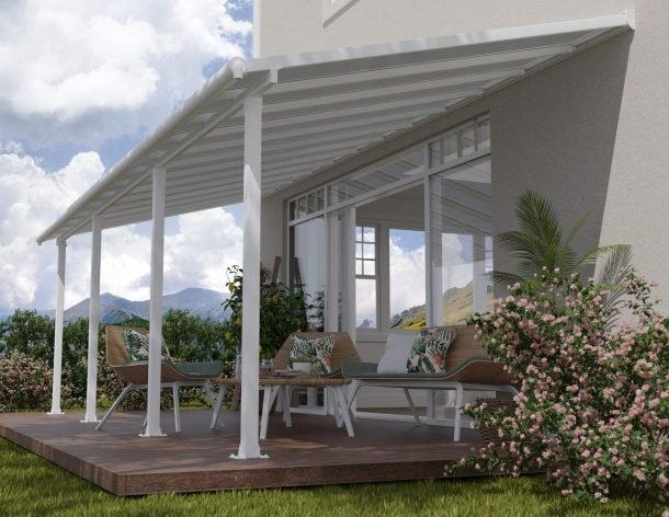 Olympia 10 ft. x 24 ft. Patio Cover Kit - White, Clear Multi wall - Rathwood Store
