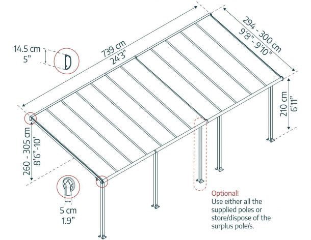 Olympia 10 ft. x 24 ft. Patio Cover Kit - White, Clear Multi wall - Rathwood Store