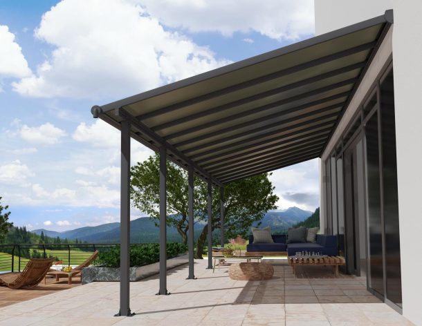 Olympia 10 ft. x 28 ft. Patio Cover Kit - Grey, Clear Twin wall - Rathwood Store