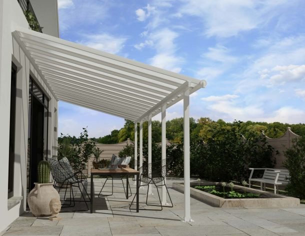Olympia 10 ft. x 28 ft. Patio Cover Kit - Grey, Clear Twin wall - Rathwood Store