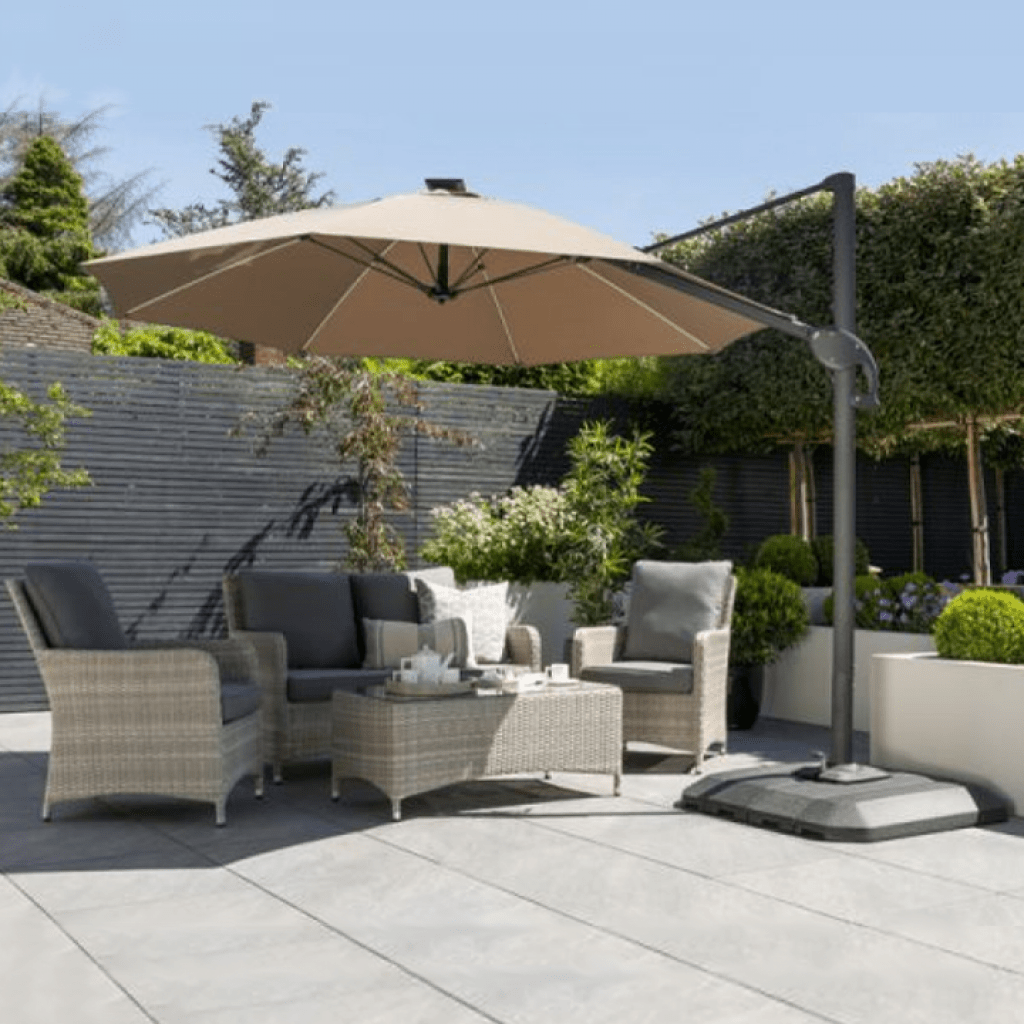 One Box - 3m Round Cantilever Parasol with LED and Water Filled Base (Cream) - Rathwood Store