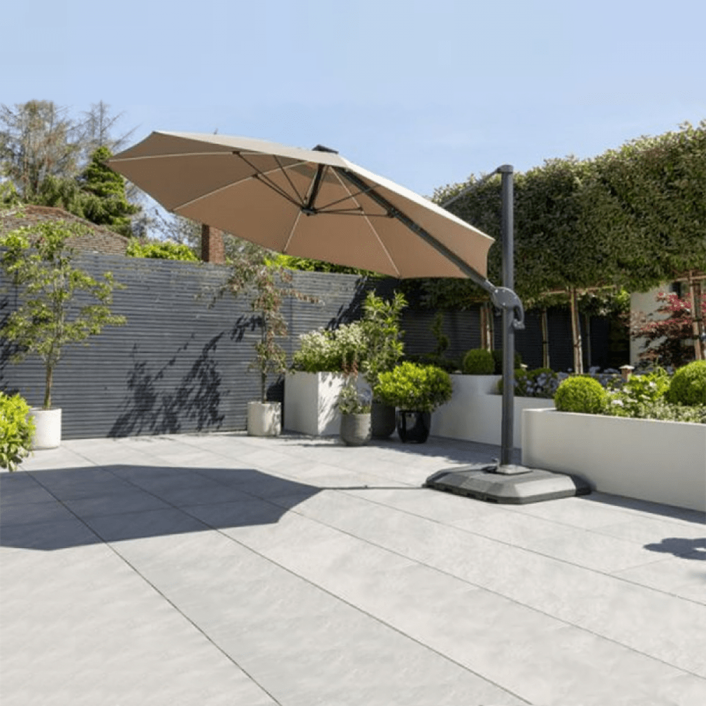 One Box - 3m Round Cantilever Parasol with LED and Water Filled Base (Cream) - Rathwood Store