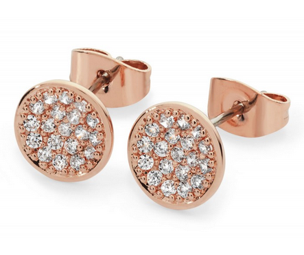 Pave Full Moon Earrings - Rose Gold