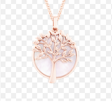 Tree of Life Pearl Moon Pendant Rose Gold