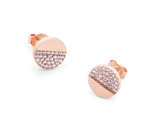 Rose Gold Half Pave Earrings